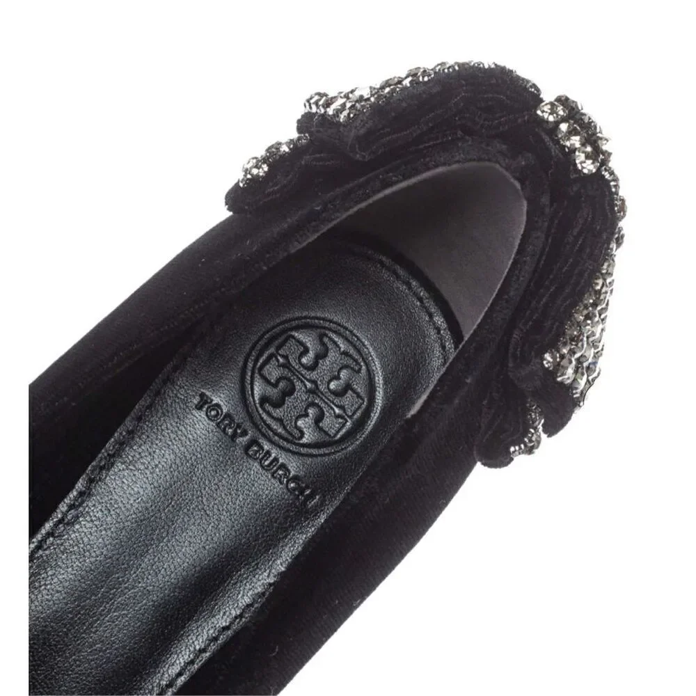 Tory Burch Josephine Black Velvet Pumps Sz 10.5